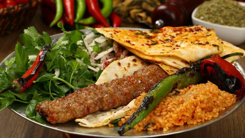 adana kebab with bulgur