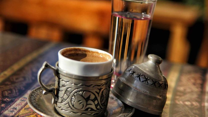 Turkish coffee with water