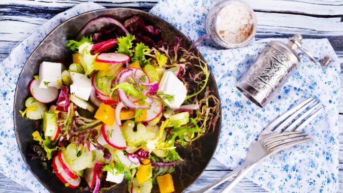 Experience the Taste of Greece with This Classic Greek Salad Recipe - Healthy, Fresh, and Bursting with Flavor!2